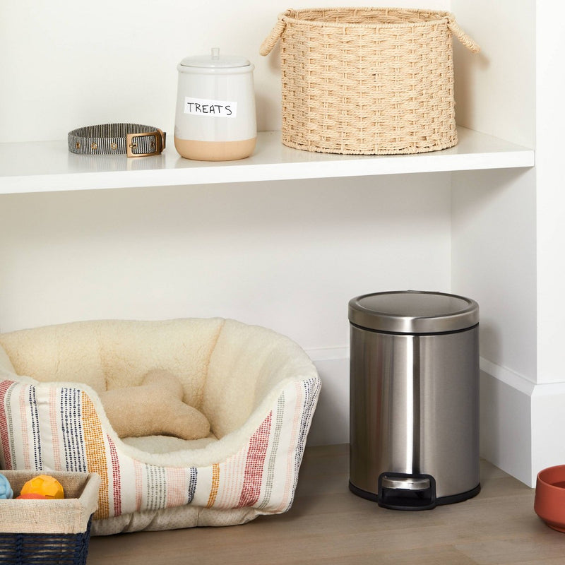 5L Round Step Trash Can Silver - Brightroom™