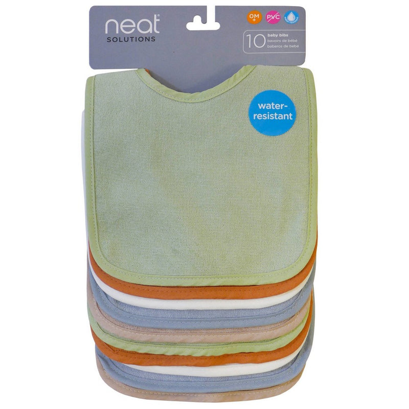 Neat Solutions Water-Resistant Lined Infant Bib Set - Neutral Soft - 10pk