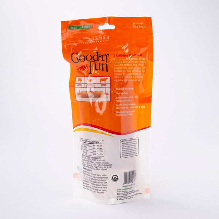 Good 'n' Fun Large Triple Flavored Pork, Beef and Chicken Wrapped Roll Rawhide Dog Treats - 2ct