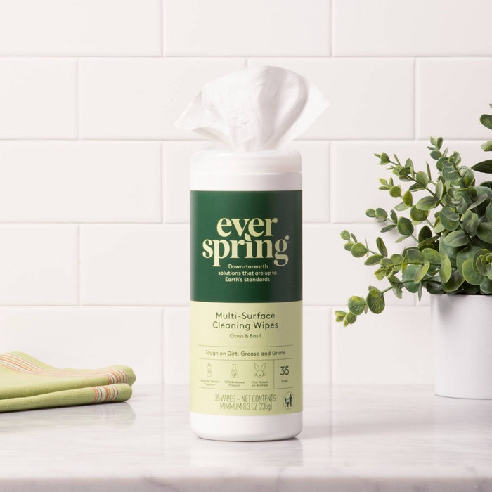 Citrus & Basil Multi-Surface Cleaning Wipes - 35ct - Everspring™