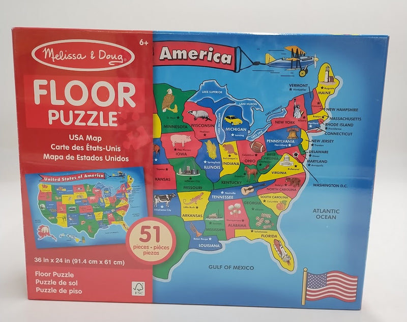 Melissa And Doug USA Map Floor Puzzle - 51pc
