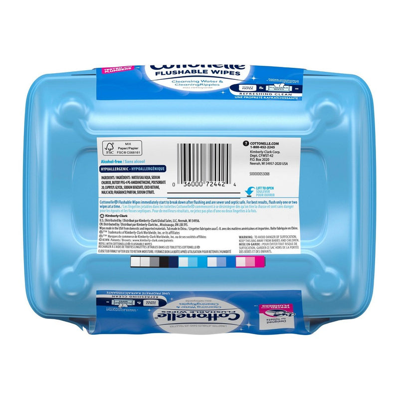 Cottonelle Flushable Wet Wipes Tub - 42ct