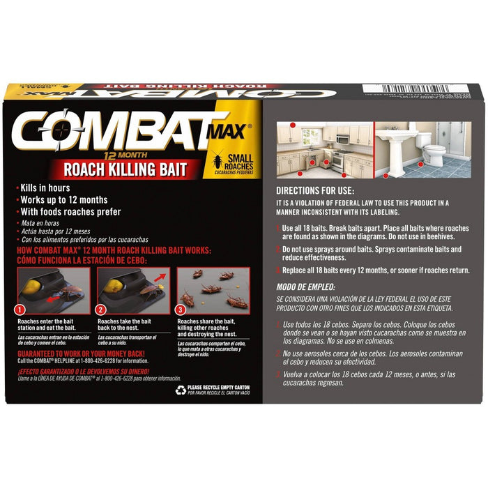 Combat Max 12 Month Roach Killing Bait Small Roach Bait Station - 18ct