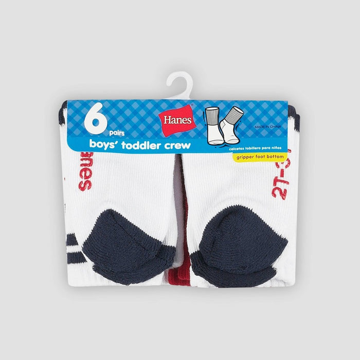 Hanes Toddler Boys' 6pk Crew Socks - Colors May Vary 12-24M
