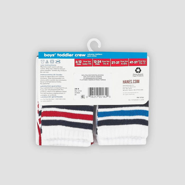 Hanes Toddler Boys' 6pk Crew Socks - Colors May Vary 12-24M