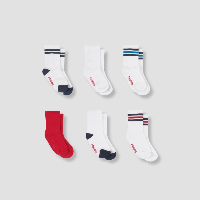 Hanes Toddler Boys' 6pk Crew Socks - Colors May Vary 12-24M