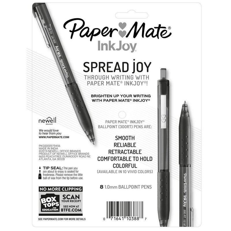 Paper Mate Ink Joy 8pk 300RT Ballpoint Pens 1.0mm Black