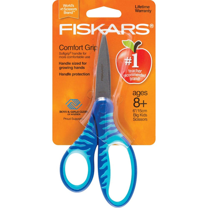 Fiskars 6" Soft Grip Big Kids Scissors - Blue/Turquoise