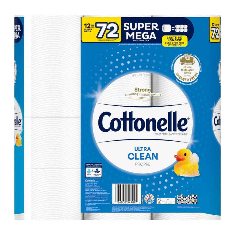 Cottonelle Clean Care Toilet Paper - 12 Super Mega Rolls/468 Sheets per Roll