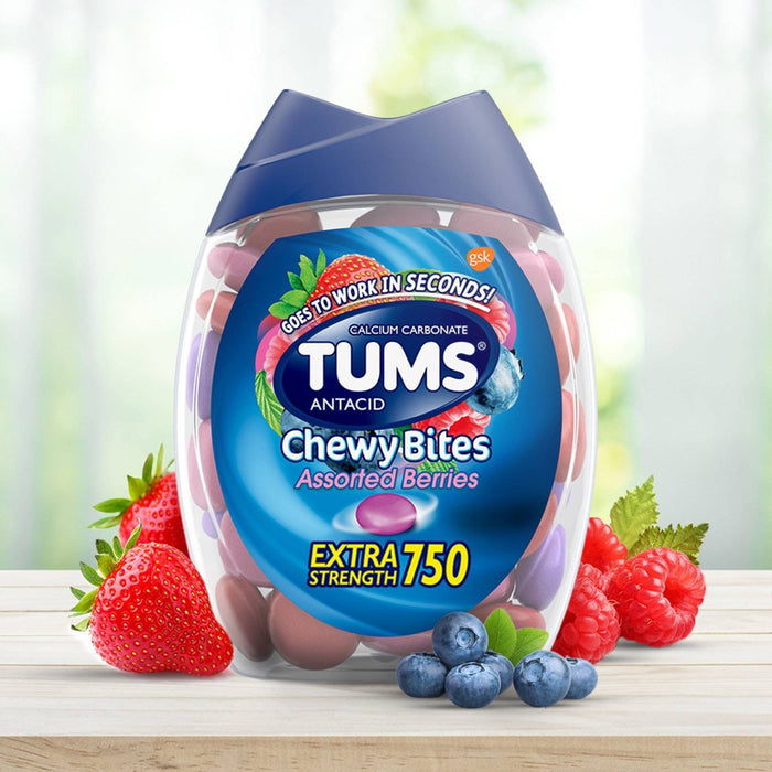 Tums Chewy Bites Extra Strength Antacid Assorted Berry 60ct