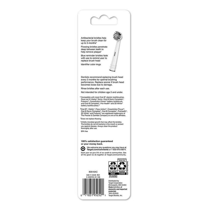 Floss Touch Brush Heads - 3ct - up & up™ (Fits up & up™ rechargeable toothbrush and more)