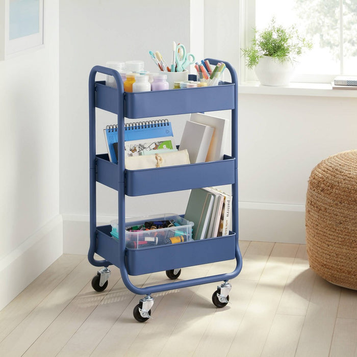 3 Tier Metal Utility Cart Blue - Brightroom™