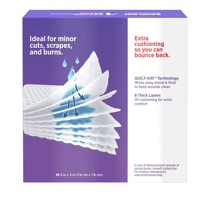 Band-Aid Brand Cushion Care Gauze Pads, Medium, 3 in x 3 in - 10 ct