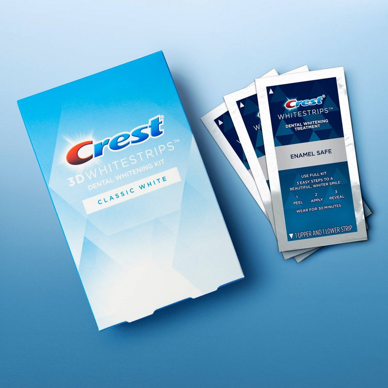 Crest 3D Whitestrips Classic White Teeth Whitening Kit with Hydrogen Peroxide -  10 Treatments