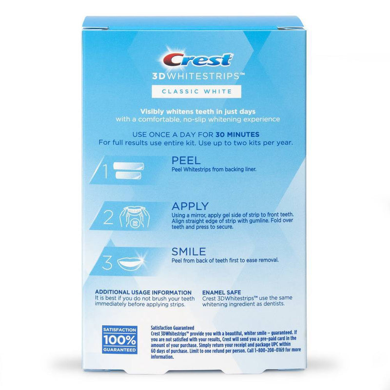 Crest 3D Whitestrips Classic White Teeth Whitening Kit with Hydrogen Peroxide -  10 Treatments