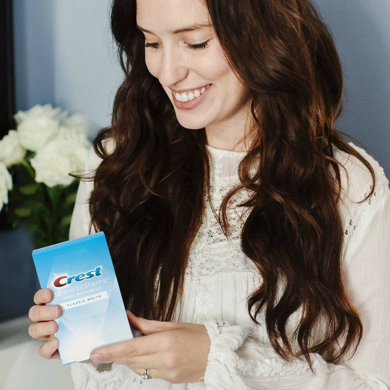 Crest 3D Whitestrips Classic White Teeth Whitening Kit with Hydrogen Peroxide -  10 Treatments
