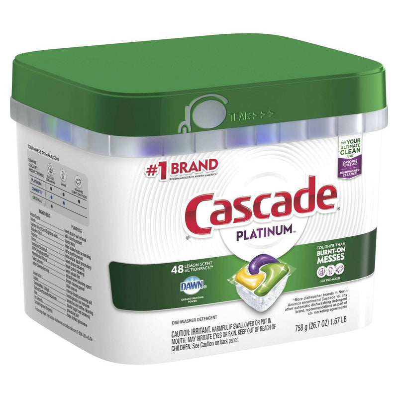 Cascade Platinum ActionPacs Dishwasher Detergent - Lemon Scent - 48ct