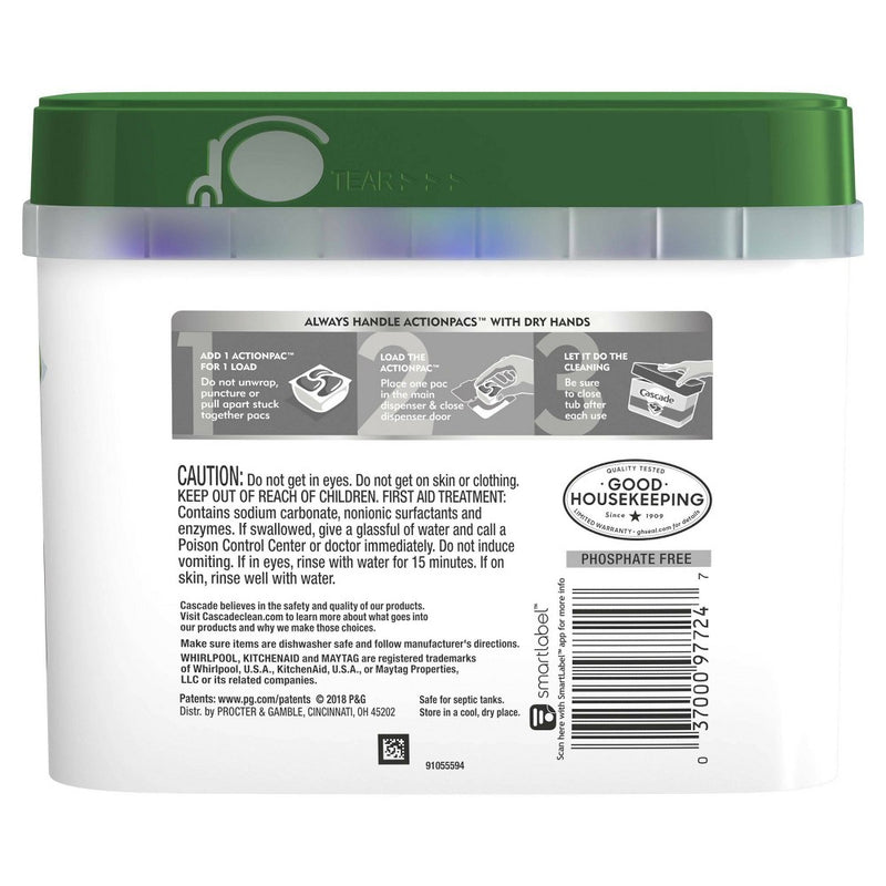Cascade Platinum ActionPacs Dishwasher Detergent - Lemon Scent - 48ct