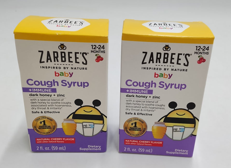 2 PACK!!! Zarbee's Naturals Baby Cough + Immune Liquid -Cherry-2 fl oz EXP:7/26
