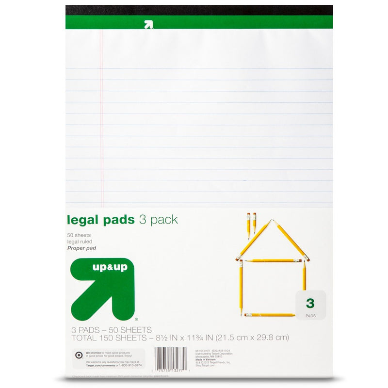 3pk Legal Pads 50 Sheets/Pack - up & up™