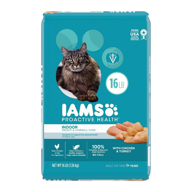 IAMS Proactive Health Indoor Weight & Hairball Care with Chicken & Turkey Adult Premium Dry Cat Food - 16lbs (LOCAL PICKUP ONLY)