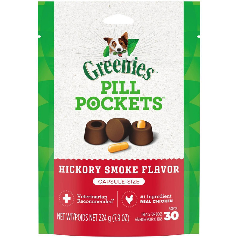 Greenies Capsule Size Pill Pockets Hickory Smoke Flavor Beef Chewy Dog Treats - 30ct/7.9oz