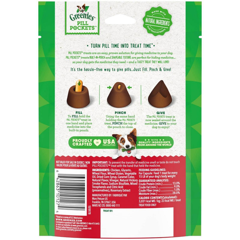 Greenies Capsule Size Pill Pockets Hickory Smoke Flavor Beef Chewy Dog Treats - 30ct/7.9oz