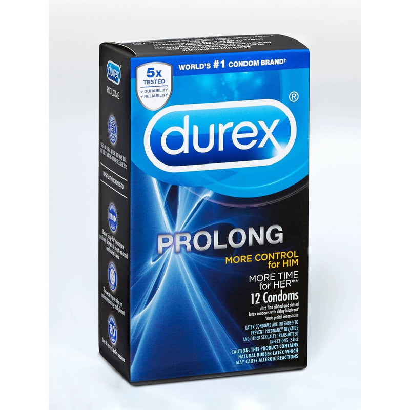 Durex Prolong Latex Condoms - 12ct EXP 06/07/2029