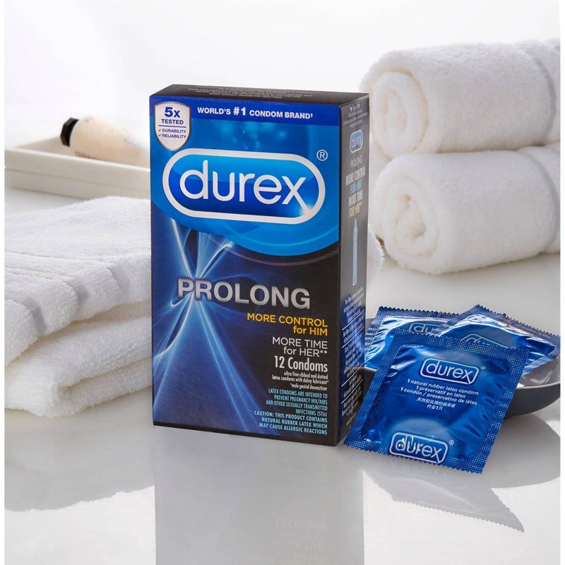 Durex Prolong Latex Condoms - 12ct EXP 06/07/2029