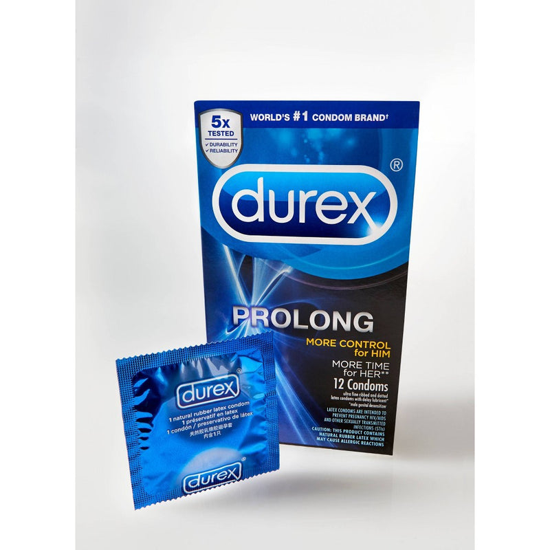 Durex Prolong Latex Condoms - 12ct EXP 06/07/2029