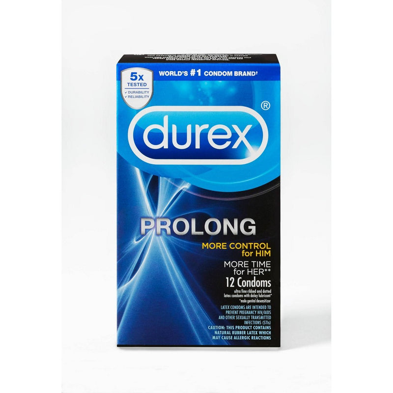 Durex Prolong Latex Condoms - 12ct EXP 06/07/2029