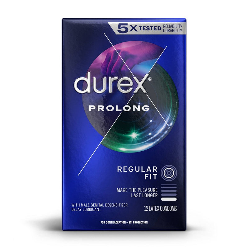 Durex Prolong Latex Condoms - 12ct EXP 06/07/2029