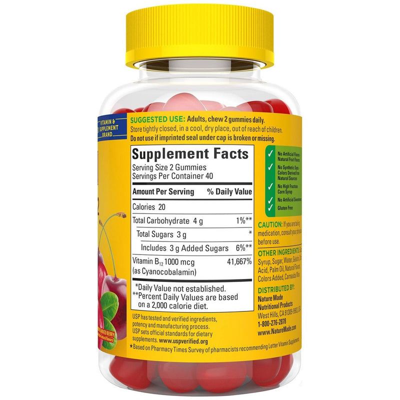 Nature Made Energy‡ B12 1000 mcg Gummies - Cherry & Mixed Berry - 80ct