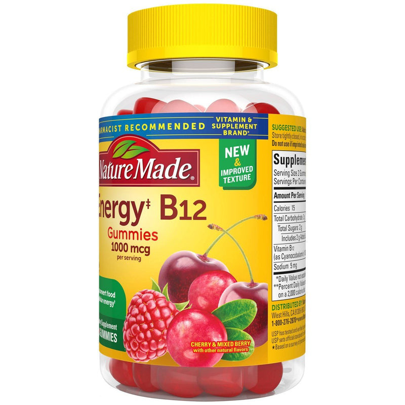 Nature Made Energy‡ B12 1000 mcg Gummies - Cherry & Mixed Berry - 80ct