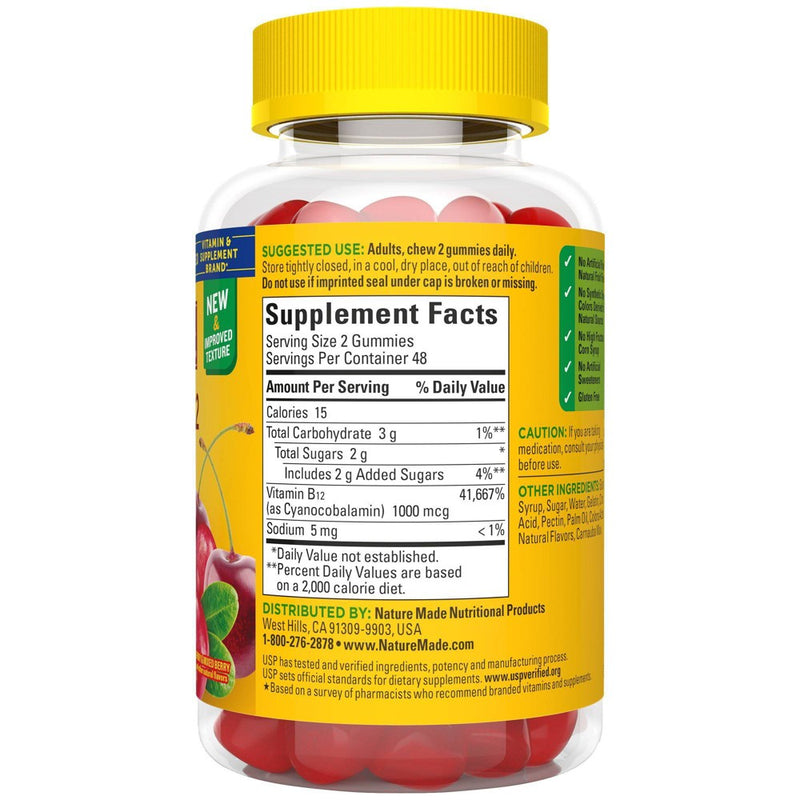 Nature Made Energy‡ B12 1000 mcg Gummies - Cherry & Mixed Berry - 80ct