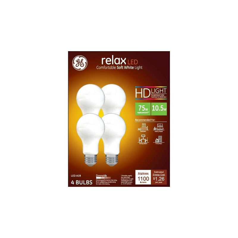 General Electric 4pk 10.5W (75W Equivalent) Relax LED HD Light Bulbs Soft White