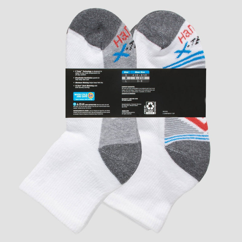 Hanes Boys' 10pk Premium Ankle Athletic Socks - White L