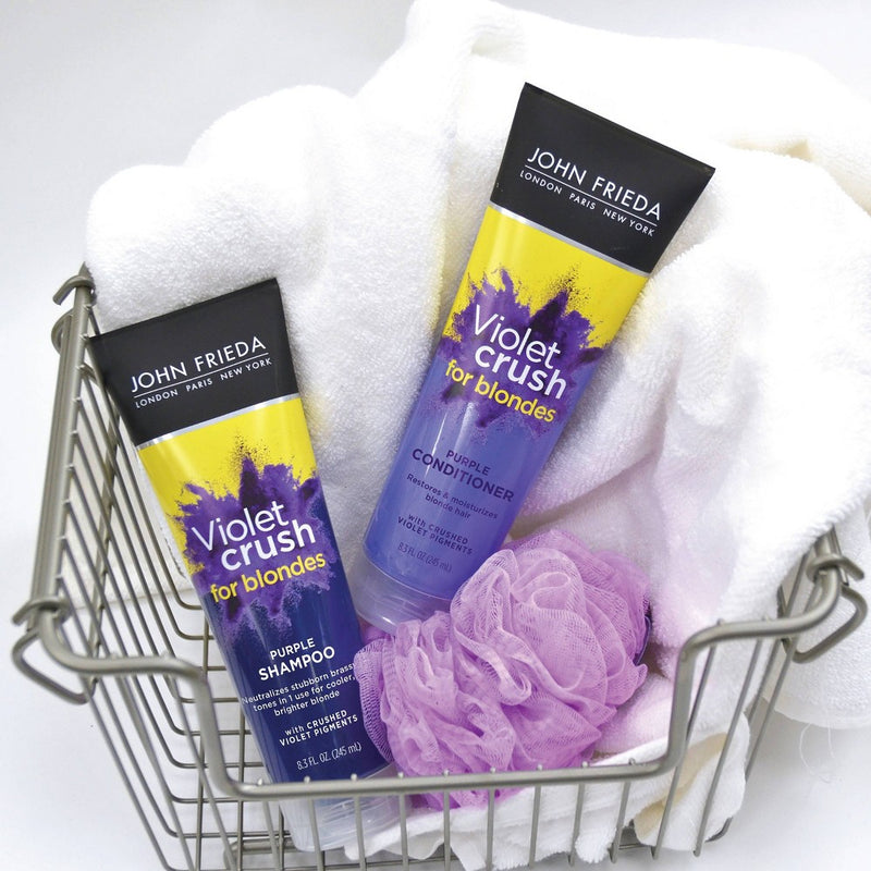 John Frieda Violet Crush for Blondes Conditioner with Violet Pigments, Knock Out Brassy Tones Purple - 8.3 fl oz