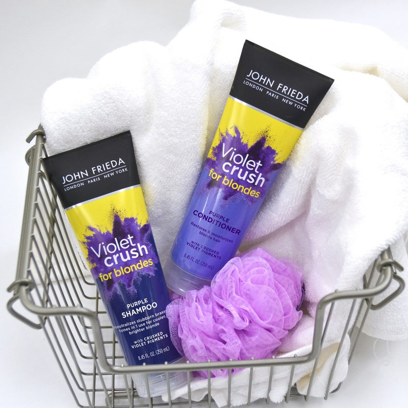 John Frieda Violet Crush for Blondes Conditioner with Violet Pigments, Knock Out Brassy Tones Purple - 8.3 fl oz