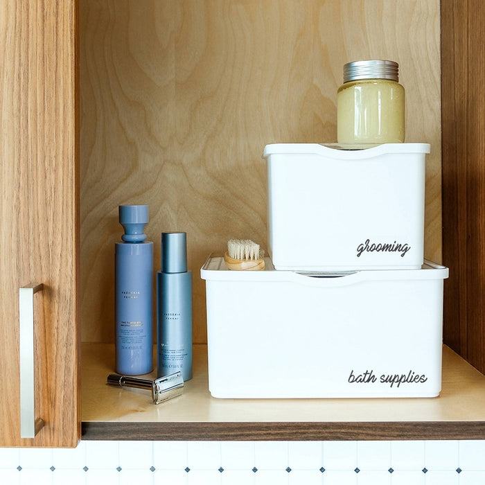 Medium Stacking Bin with Lid Clear/White - Madesmart