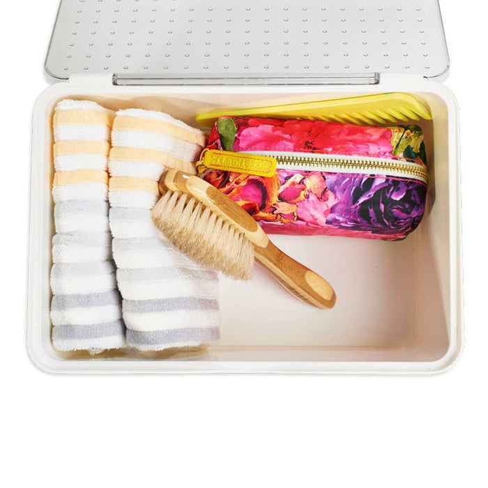 Medium Stacking Bin with Lid Clear/White - Madesmart