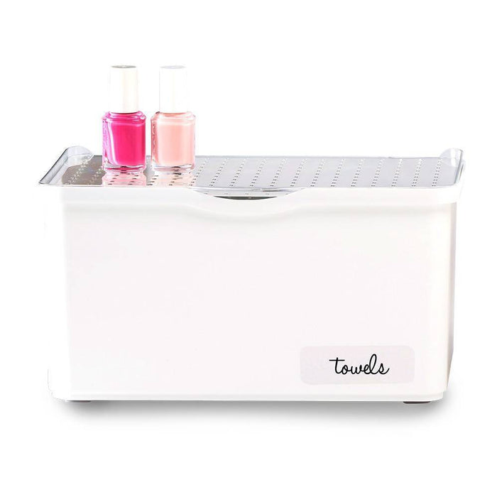 Medium Stacking Bin with Lid Clear/White - Madesmart