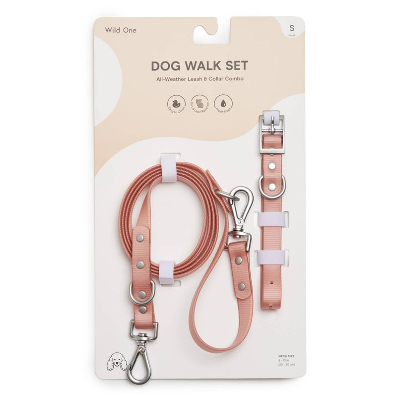 Wild One All-Weather Dog Walk Leash & Collar Kit - S - Pink - 2ct