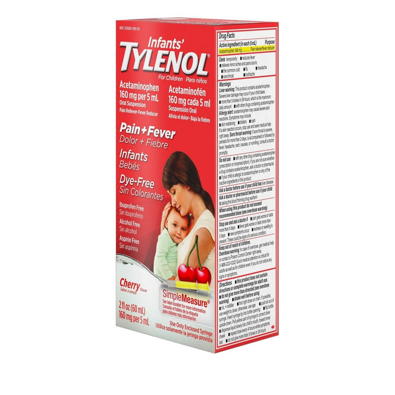 Infants' Tylenol Pain & Fever Reducer Liquid - Acetaminophen - Dye-Free Cherry - 2 fl oz