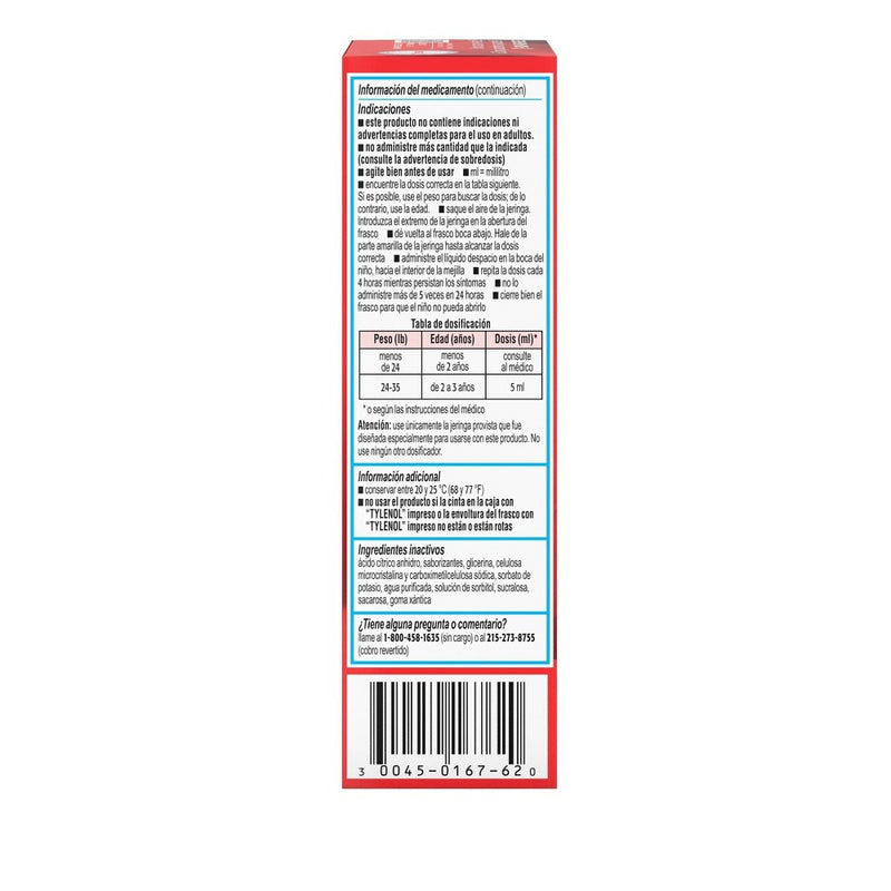 Infants' Tylenol Pain & Fever Reducer Liquid - Acetaminophen - Dye-Free Cherry - 2 fl oz