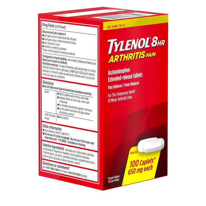 Tylenol 8 Hour Arthritis Pain Reliever Extended-Release Caplets - Acetaminophen - 100ct