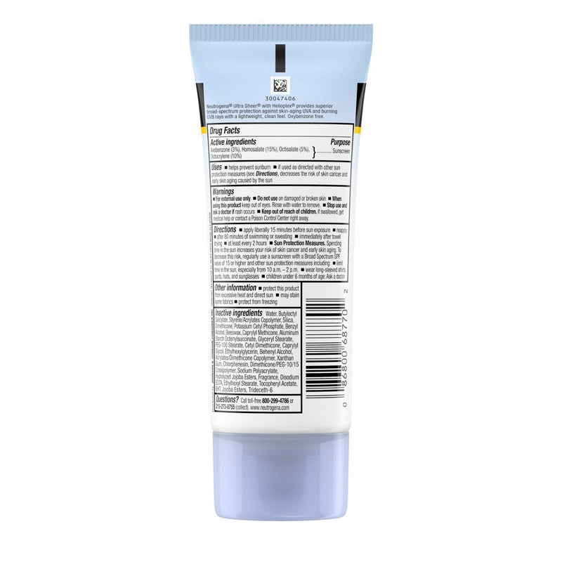 Neutrogena Ultra Sheer Sunscreen Lotion - SPF 70 - 3 fl oz EXP 06/2026