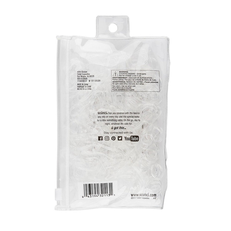 scunci Mixed Size Polybands in Zippered Pouch Clear - 300pc