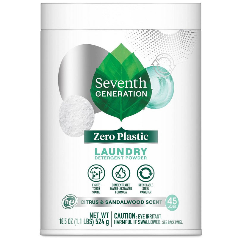 Seventh Generation Zero Plastic Powder Laundry Detergent Soap - Citrus & Sandalwood Scent - 45 Loads/18.5 oz