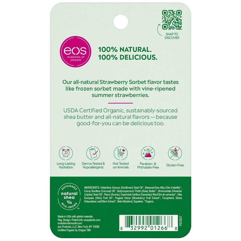 eos Natural & Organic Lip Balm Sticks - Strawberry Sorbet - 2pk/0.28oz